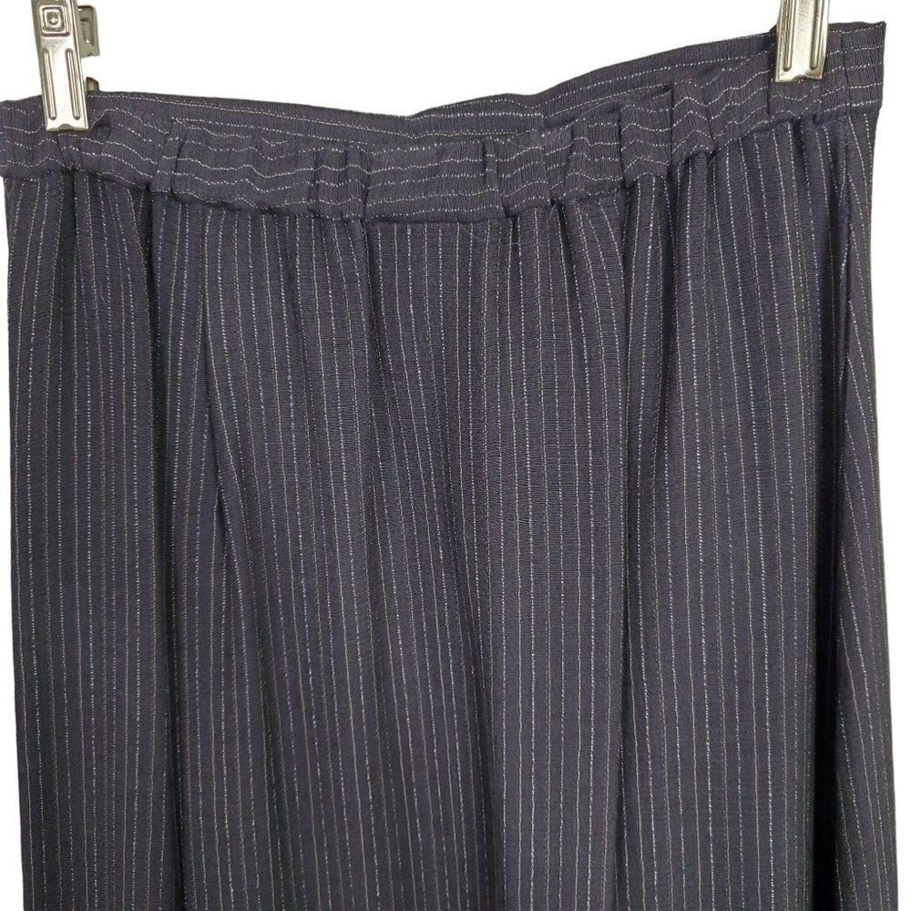 Eileen Fisher Size M Skirt Button Front Woven Wool Rayon Maxi Pinstripe Blue - Picture 9 of 10